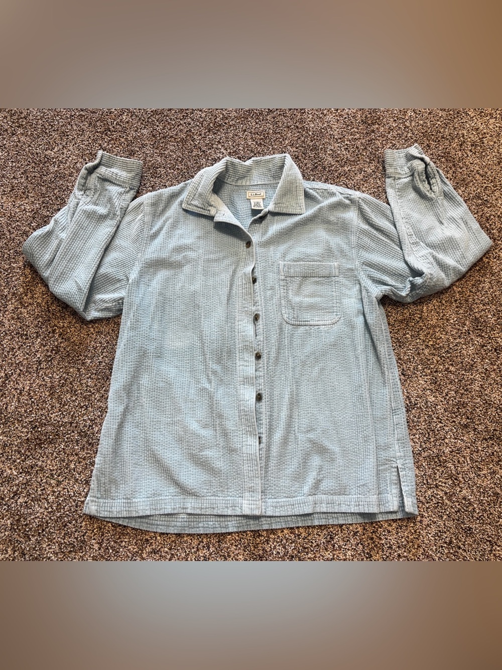 VTG L.L. Bean Thick Cable Corduroy Shacket Button Down Baby Blue Women’s Med 90s